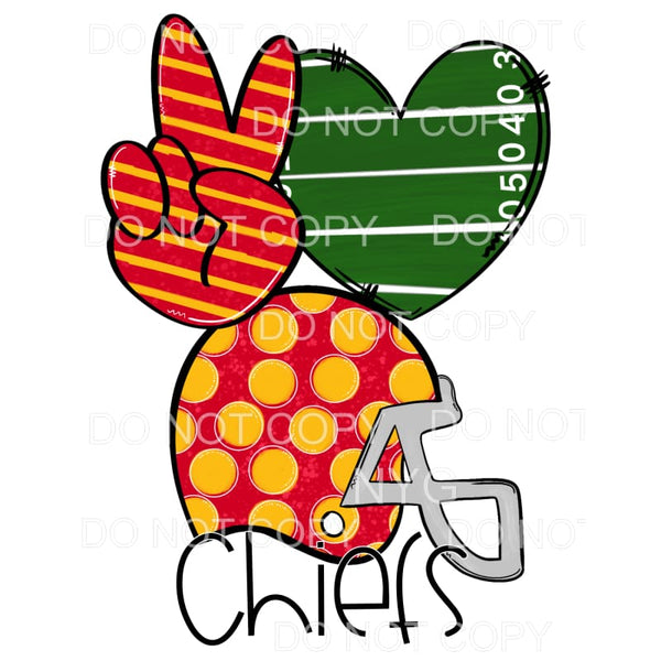 Peace Love Chiefs Football Helmet Field Heart Stripes Polka 