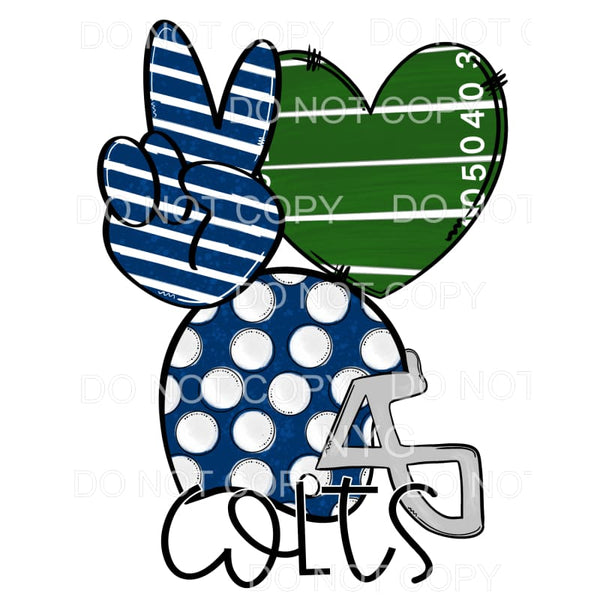 Peace Love Colts Football Helmet Field Heart Stripes Polka 