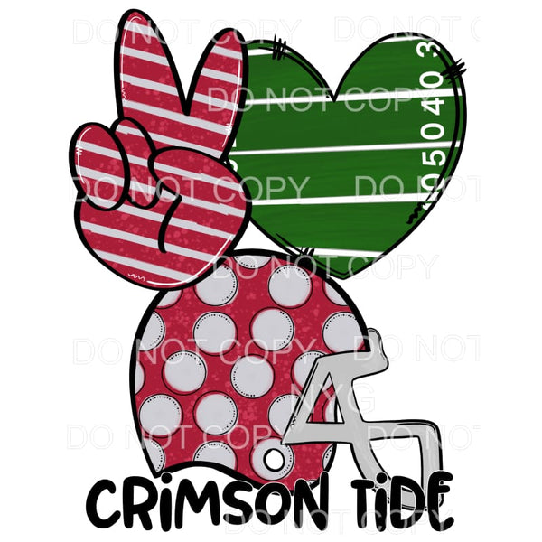 Peace Love Crimson Tide Football Helmet Red Alabama #277 