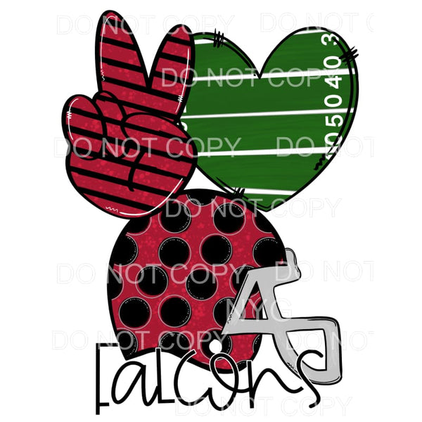 Peace Love Falcons Football Helmet Field Heart Stripes Polka
