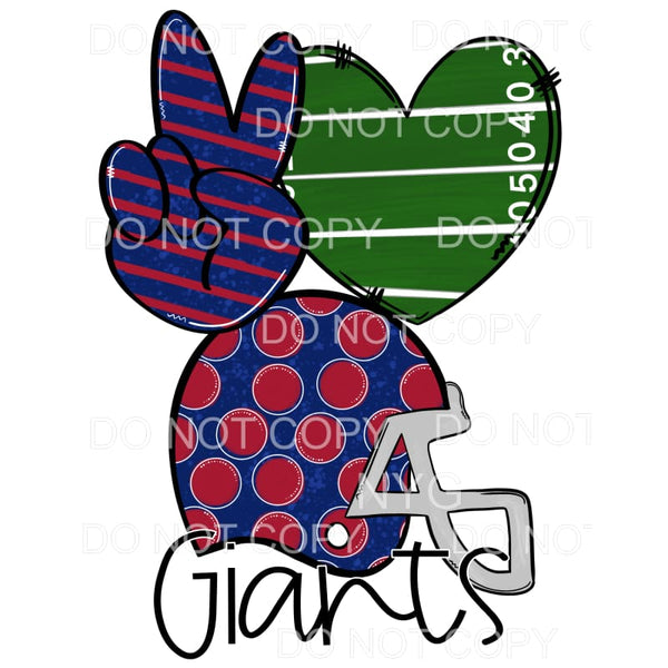 Peace Love Giants Football Helmet Field Heart Stripes Polka 