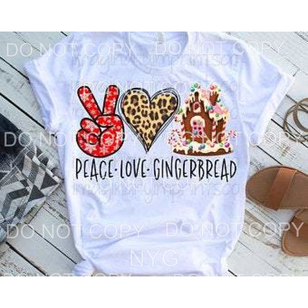 Peace Love Gingerbread House Red Snowflakes Leopard #112 
