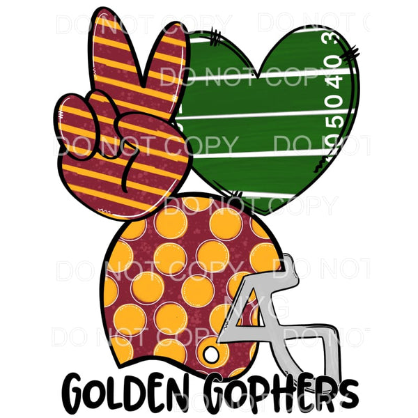 Peace Love Golden Gophers Football Helmet Maroon Gold 