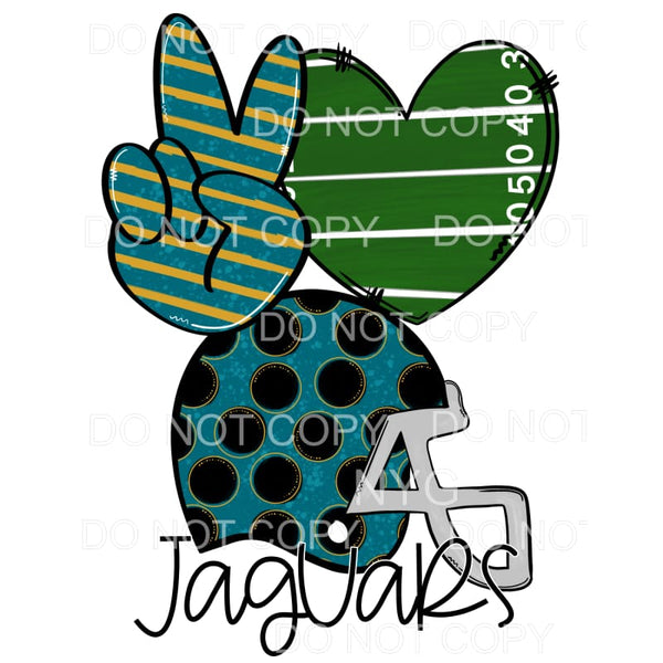 Peace Love Jaguars Football Helmet Field Heart Stripes Polka