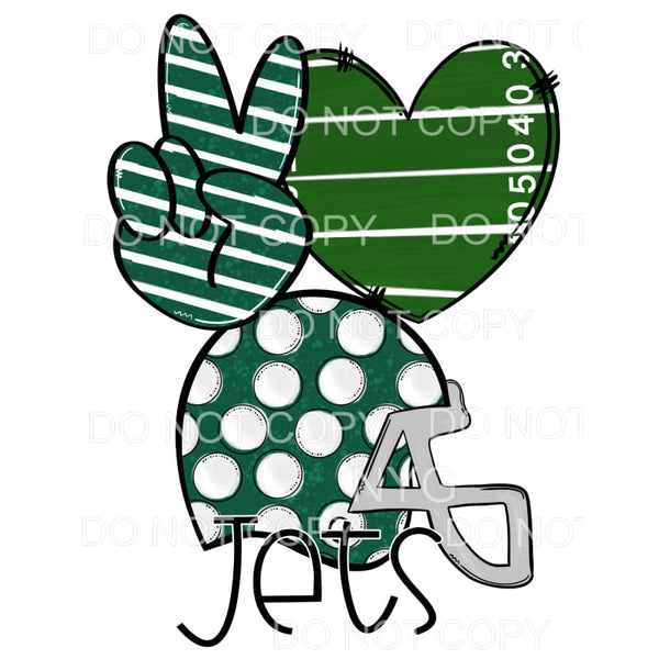 Peace Love Jets Football Helmet Field Heart Stripes Polka 