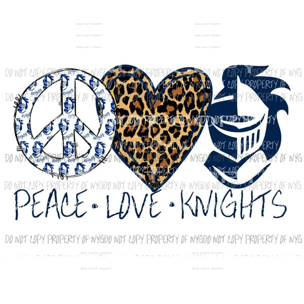 Peace Love Knights blue leopard Sublimation transfers Heat Transfer