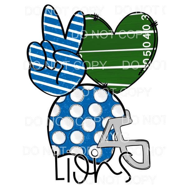 Peace Love Lions Football Helmet Field Heart Stripes Polka 