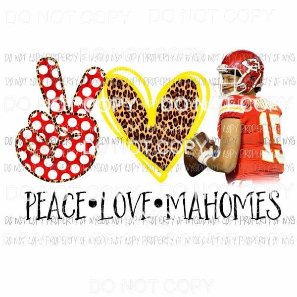 Peace Love Mahomes football player 49ers leopard Sublimation transfers Heat Transfer