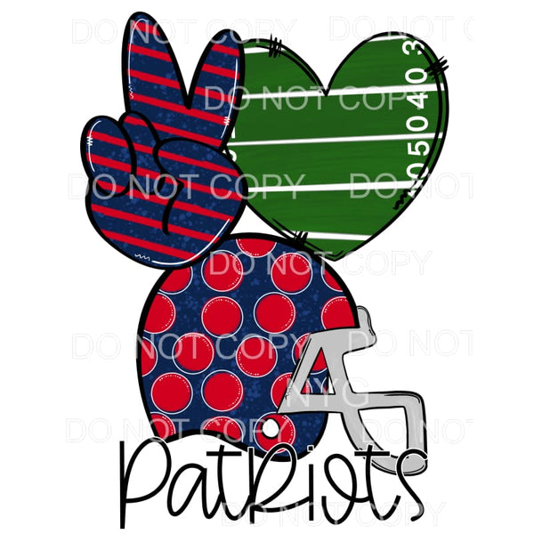 Peace Love Patriots Football Helmet Field Heart Stripes 