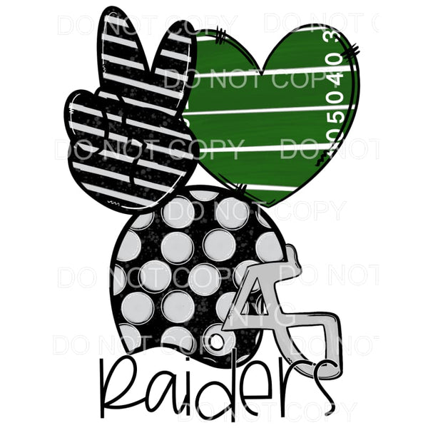 Peace Love Raiders Football Helmet Field Heart Stripes Polka
