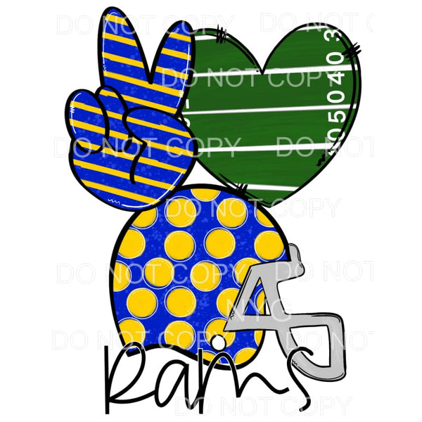 Peace Love Rams Football Helmet Field Heart Stripes Polka 
