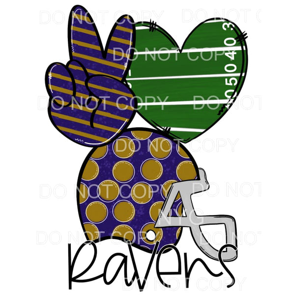 Peace Love Ravens Football Helmet Field Heart Stripes Polka 