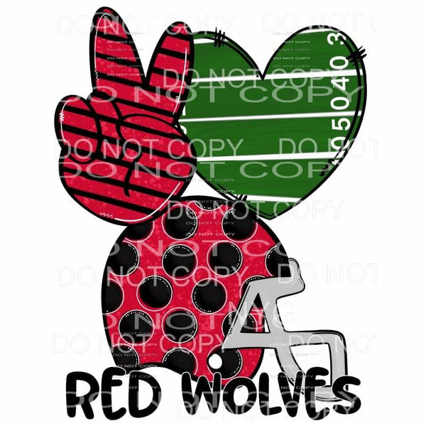Peace Love Red Wolves Football Helmet Red Black Arkansas 