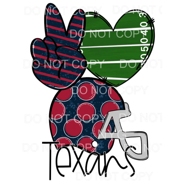 Peace Love Texans Football Helmet Field Heart Stripes Polka 