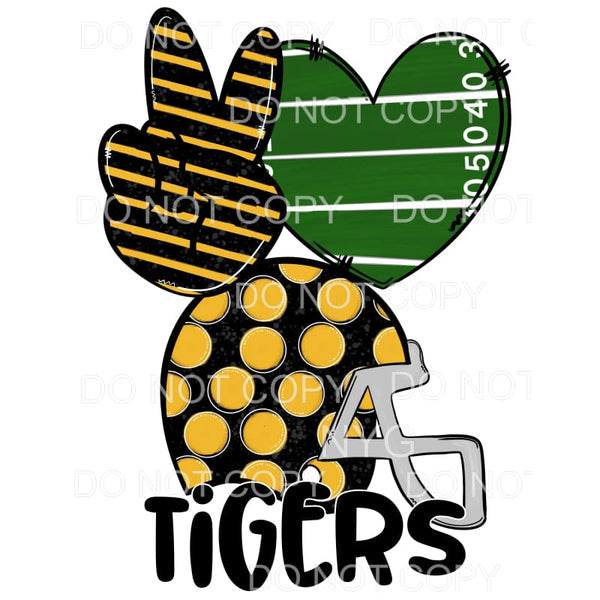 Peace Love Tigers Football Helmet Black Gold Missouri #295 