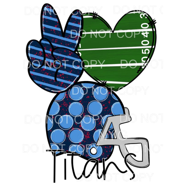 Peace Love Titans Football Helmet Field Heart Stripes Polka 