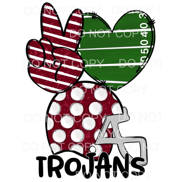 Peace Love Trojans Football Helmet Maroon USC South Carolina