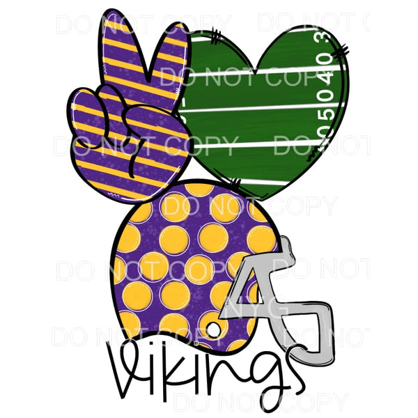 Peace Love Vikings Football Helmet Field Heart Stripes Polka