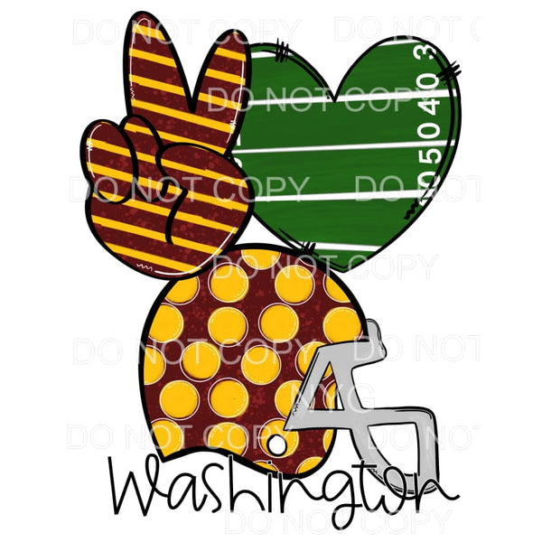 Peace Love Washington Football Helmet Field Heart Stripes 