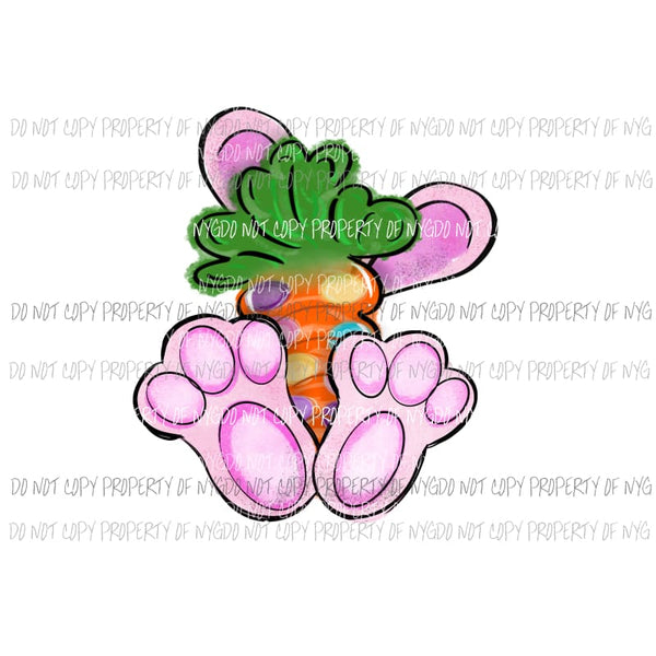 Pink Bunny holding carrot Sublimation transfers Heat Transfer
