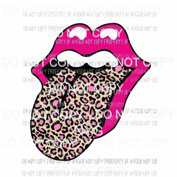 Pink Leopard tongue rolling stones lips Sublimation transfers Heat Transfer