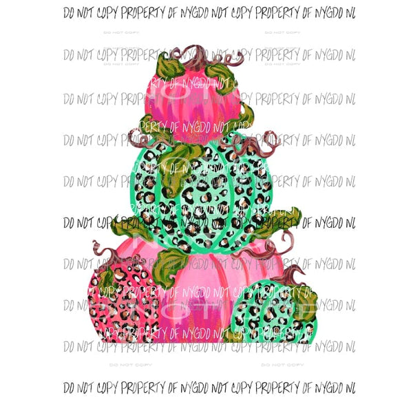 Pumpkin Trio Bright Colors #1 pink teal leopard Sublimation transfers Heat Transfer