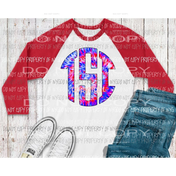 Red white and Blue Tie 4th of July monogram letters put letters in notes please Sublimation transfers Heat Transfer