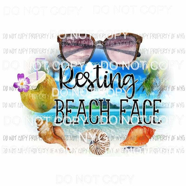 Resting Beach Face #2 sunglasses coconut seashells Sublimation transfers Heat Transfer