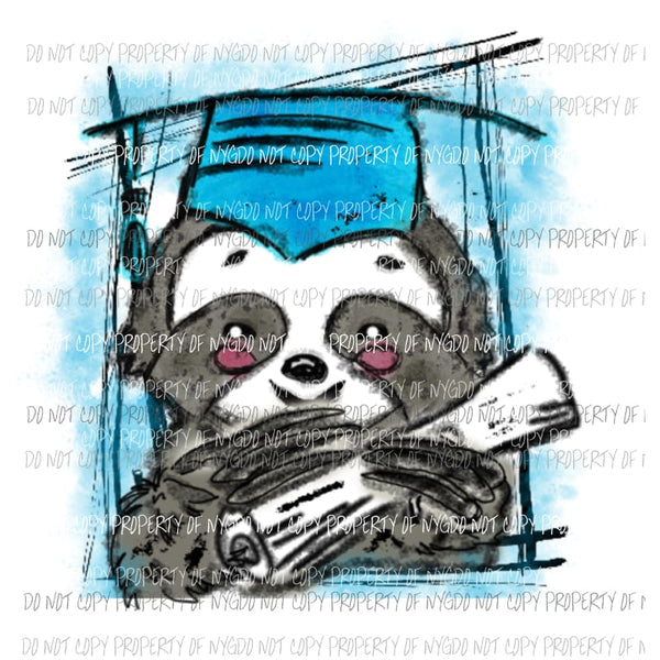 Senior Sloth diploma graduation cap Sublimation transfers Heat Transfer