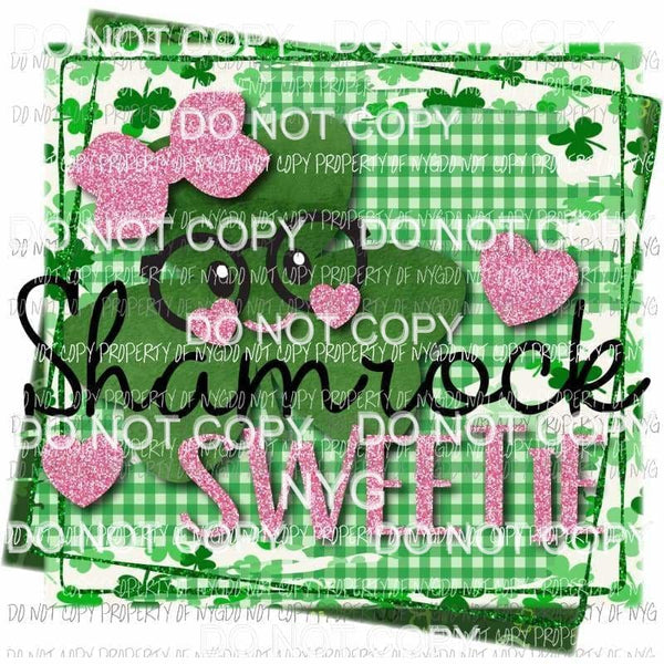 Shamrock Sweetie glasses pink bow girl Sublimation transfers Heat Transfer