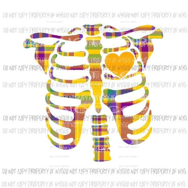Skeleton # 2 multi color plain orange heart Sublimation transfers Heat Transfer