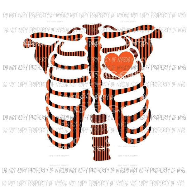 Skeleton # 4 orange black stripes red heart Sublimation transfers Heat Transfer