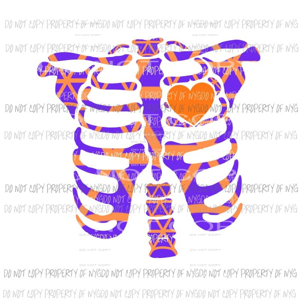 Skeleton # 7 purple orange heart Sublimation transfers Heat Transfer