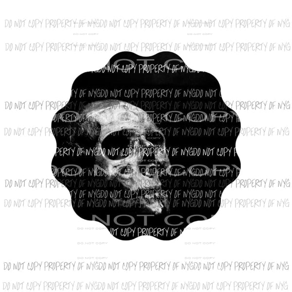 Skull # 1 black and white Halloween horror Sublimation transfers Heat Transfer