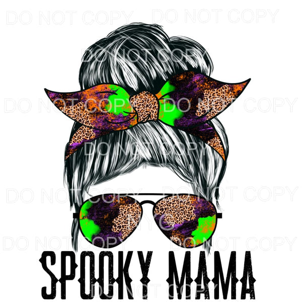 Spooky Mama Straight Hair Messy Bun Leopard Purple Orange 
