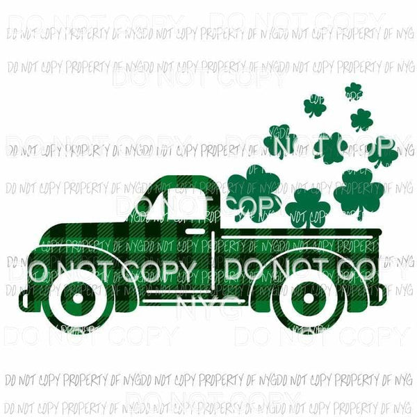 St Patricks Day Truck green plaid clovers Sublimation transfers Heat Transfer