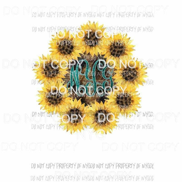 Sunflower Monogram #1 Sublimation transfers Heat Transfer