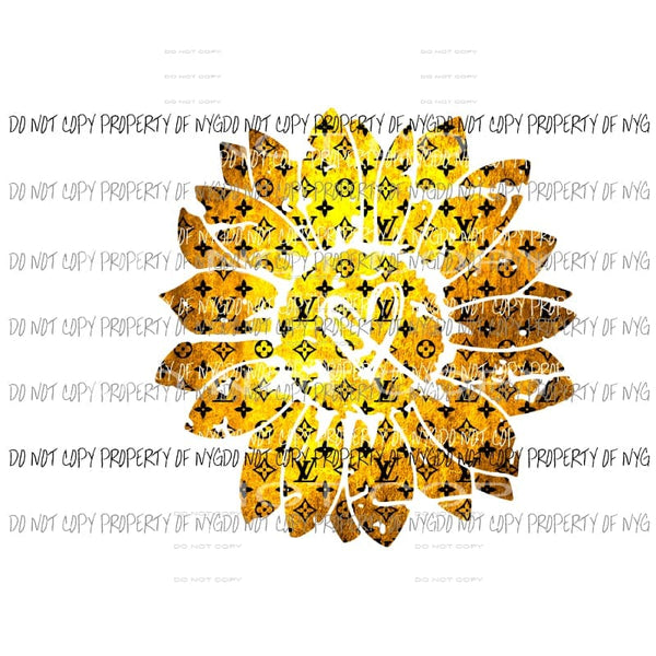 Sunflower with heart LV #1 yellow Sublimation transfers Heat Transfer