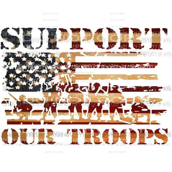 Support Our Troops #2 flag red blue Sublimation transfers Heat Transfer