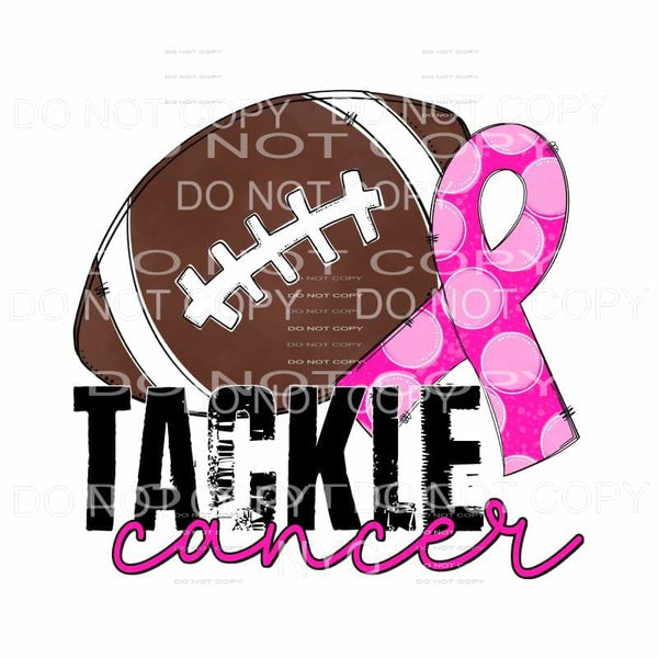 Tackle Cancer Football Pink Polka Dot Ribbon Breast Cancer 