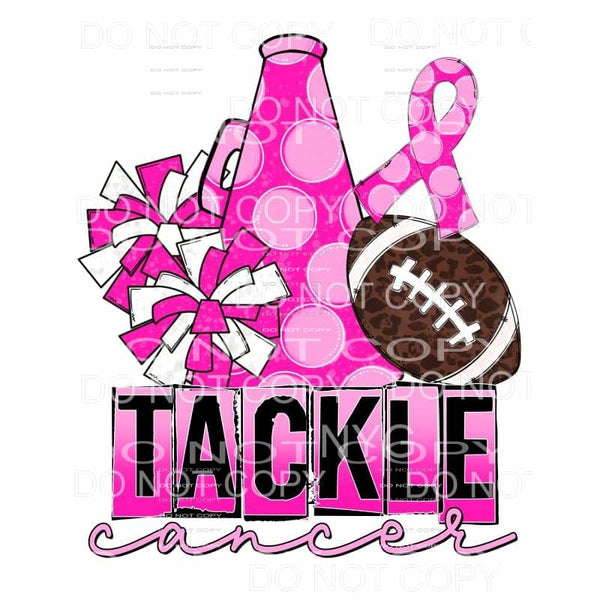 Tackle Cancer Leopard Football Cheer Megaphone Pink Polka 