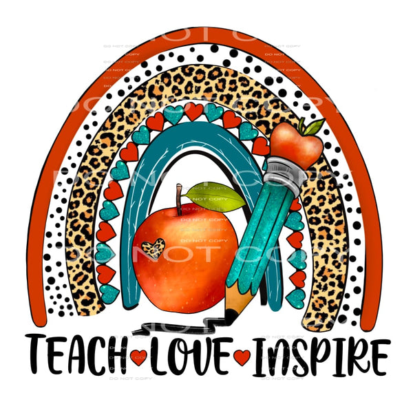 Teach Love Inspire Rainbow Leopard Pencil Apple #2461 
