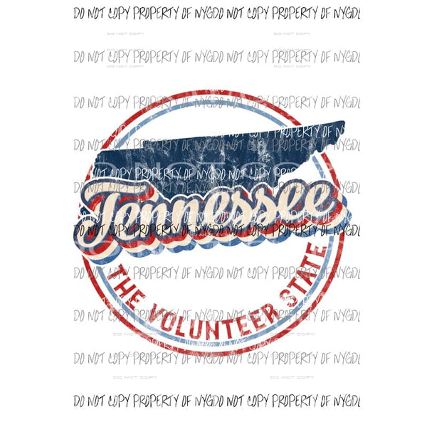 Tennessee state Retro Circle Sublimation transfers Heat Transfer