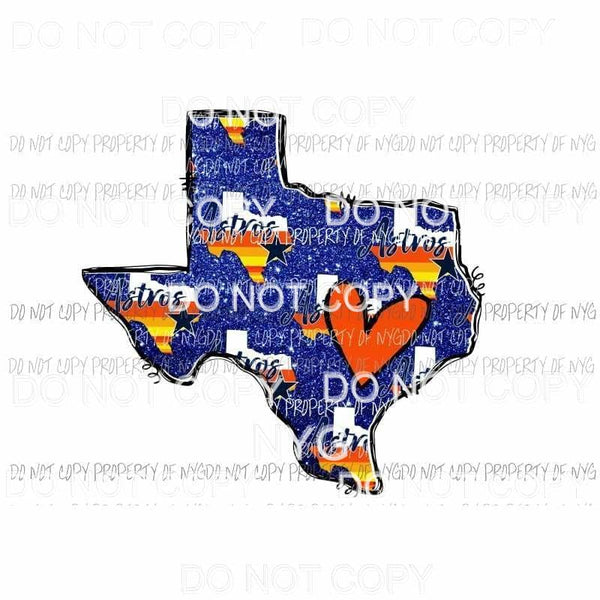 Texas Astros Baseball state outline Sublimation transfers Heat Transfer