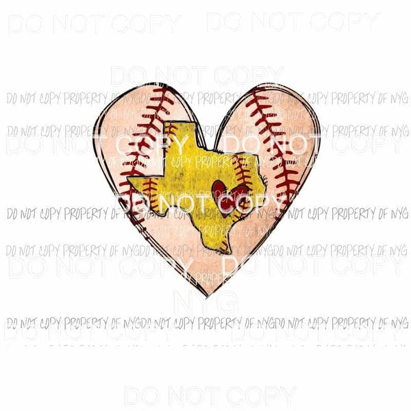 Texas Baseball Softball #2 combo state outline red heart Sublimation transfers Heat Transfer