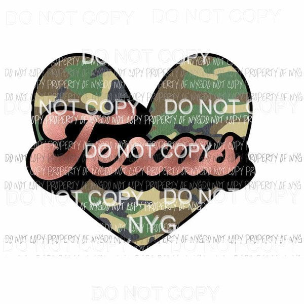TEXAS pink camouflage heart Sublimation transfers Heat Transfer