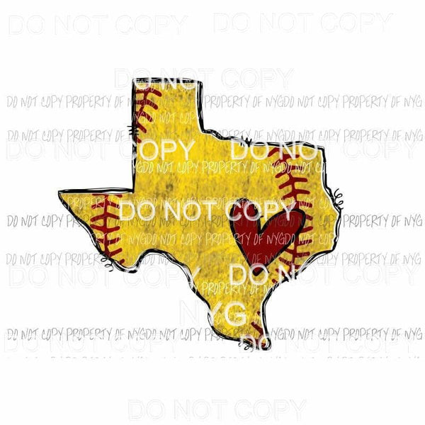 Texas Softball state outline red heart Sublimation transfers Heat Transfer