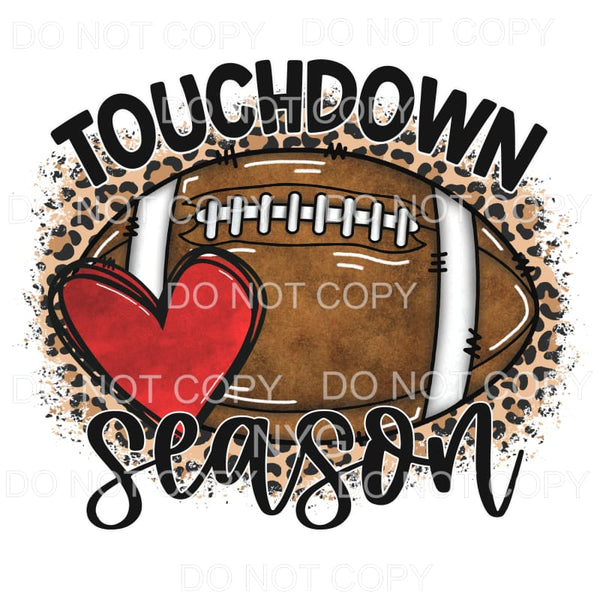 Touchdown Season Football with Red Heart Leopard Background 