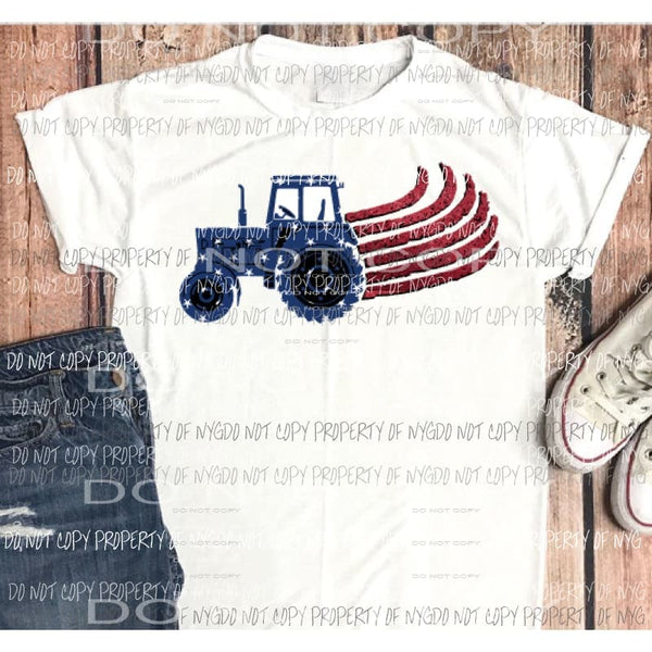 Tractor red white and blue Sublimation transfers Heat Transfer