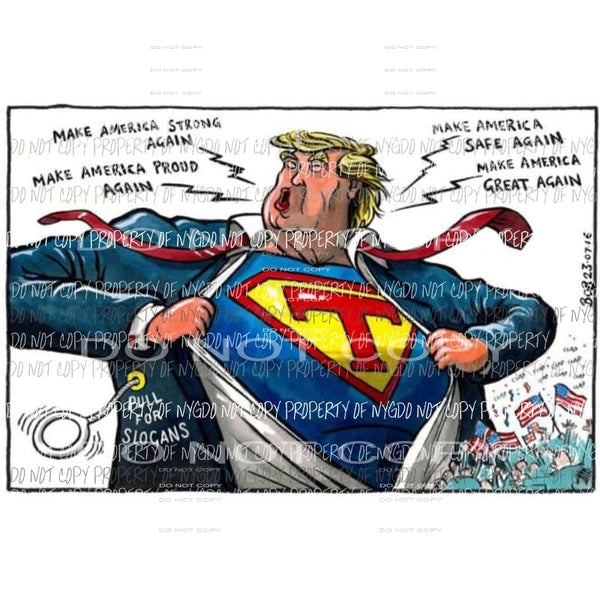 Trump comic book super hero Sublimation transfers Heat Transfer
